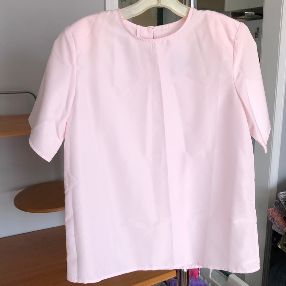 BFA Classics Pink Blouse with Shoulder Pads small 100% polyester